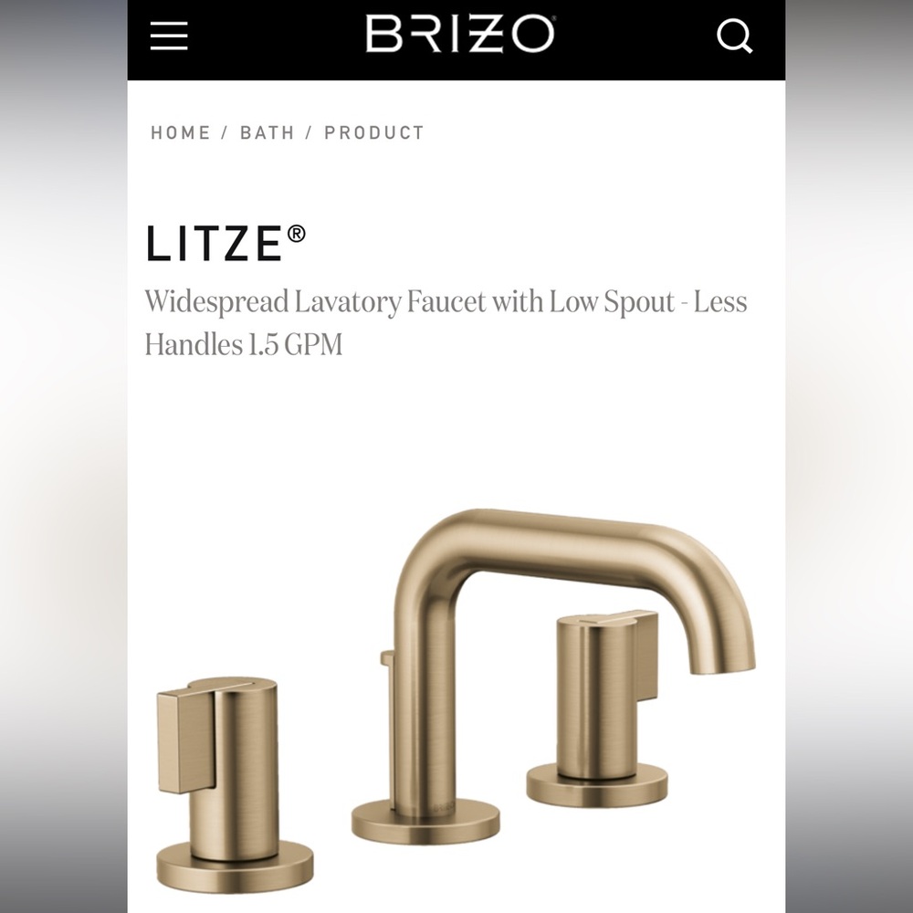 Brizo Litze Widespread Lavatory Faucet with Low Spout 65334LF-GLLHP-ECO